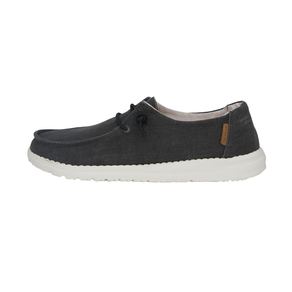 HEYDUDE Women's Wendy Chambray Chambray Off Black Size 10, Black, Size 10